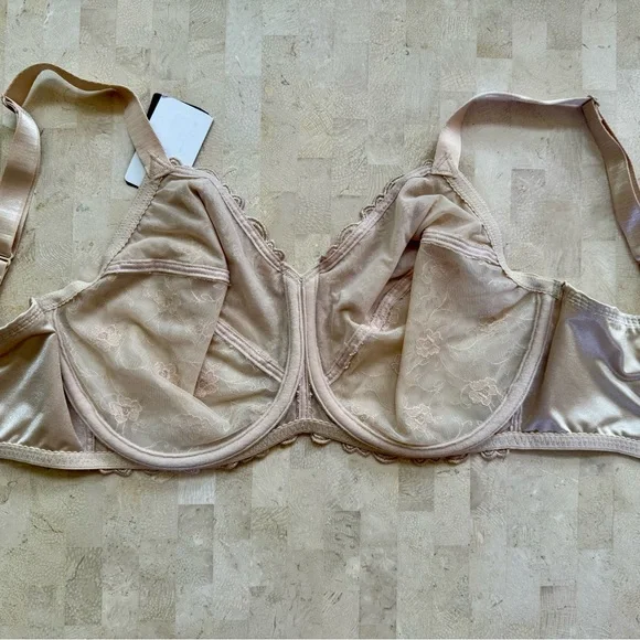 NWT WACOAL 85720 "Renaissance Rose" Full Figure Underwire, Lace Bra, Beige 34DDD - Picture 4 of 8